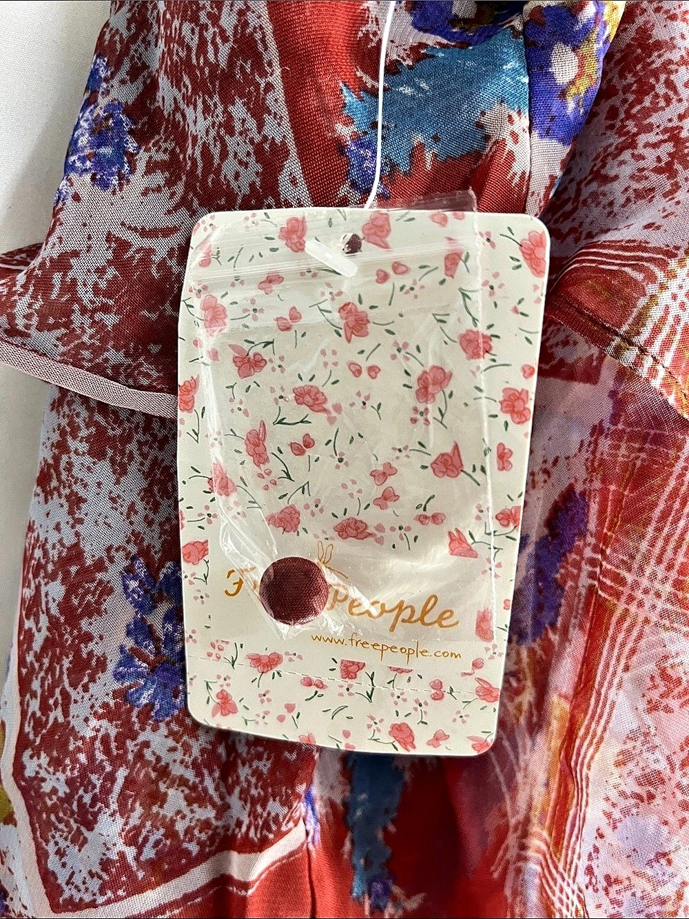 NWT Free People Red Rose C Plaid Floral Mini Dress in Red Size 0 - Picture 3 of 9